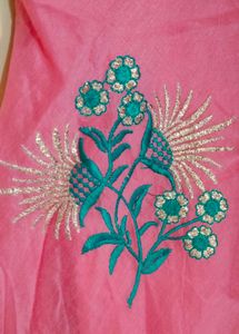 Pink Floral Embroidered Dress