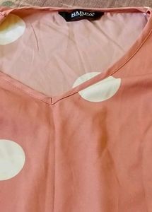 Pink Polka Dot Puff Sleeve Top