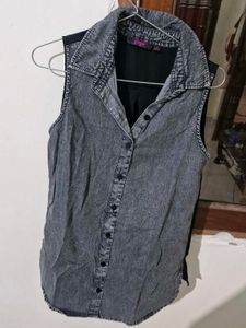 Gray Denim Sleeveless Top