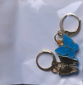 Cute Trendy Butterfly Colorful Drop Hoop Earring.
