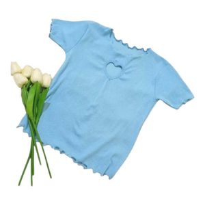 New Heart Cutout Sky Blue Top