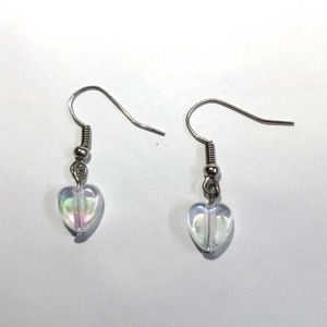 Handmade Clear Heart Earrings
