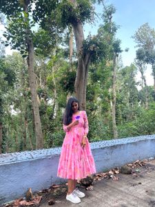 Pink Floral Midi Dress