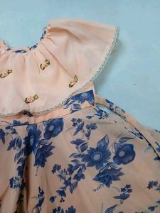 Peach Floral Dress For Girl