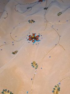 Lite Orange Chumki And Handwork Saree