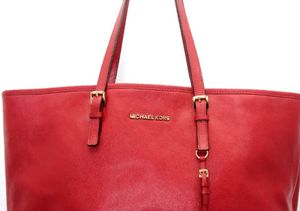 💯 Authentic Michael Kors Red Leather Tote Bag