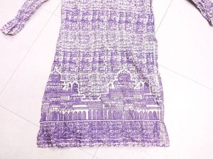 Purple White Printed Staight Kurta