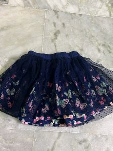 Navy Blue Butterfly Skirt For Kids