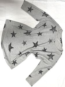 Gray Star Print Top Sweatshirt