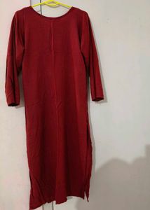 Maroon Embroidered Kaftan Dress