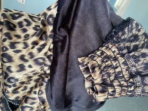 Leopard Print Sheer Sleeve Top