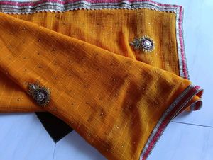 Gorgeous  Orange Embroidered Saree