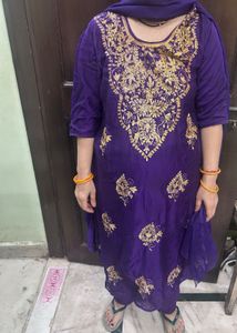 Elegant Purple Embroidered Kurta Set