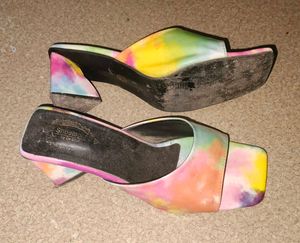 Tie-Dye Block Heel Mules