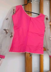 Pink Embellished Readymade Blouse/top