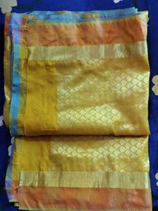 OLD Yellow Blue Banarasi Saree