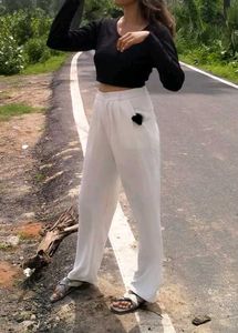 White Wide Leg Pant And Black Top