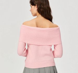 Pinterest Pink Off-Shoulder Knit Sweater Top🌸