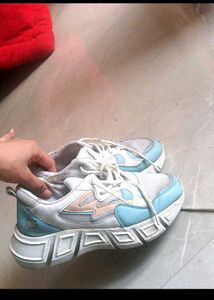 Stylish White &amp; Blue Sneakers