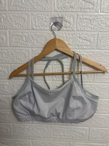 Gray Strappy Sports Bra