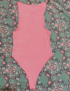 Pink Sleeveless Bodysuit Top