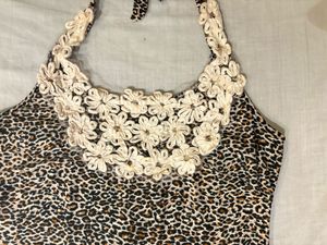 Beautiful Leopard Floral Halter Top