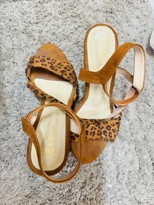 Brown Printed Heels