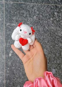 Handmade Crocheted Bunny with Red Heart