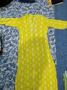 Yellow Printed Kurta