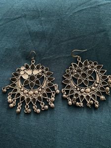 Statement Silver & Black Drop Earrings