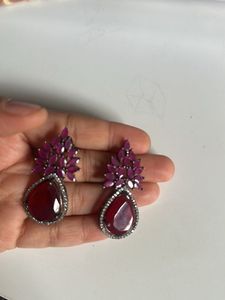 Ruby Red Teardrop Earrings