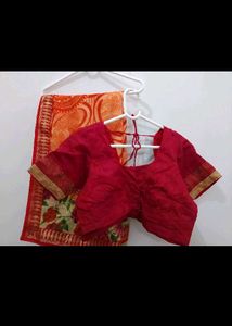 Orange Sari With Blouse