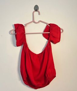 Red Off-Shoulder Bodysuit