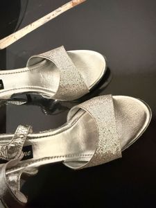 Sparkly Silver Silky Line Heels