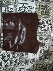 Brown Faux Leather Corset Top