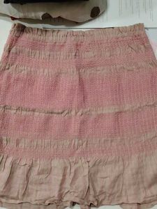 Pink Textured Mini Skirt
