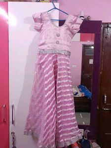 womens' Ethnic Dress - Pink & Silver