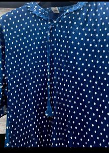 Navy Polka Dot Midi Dress