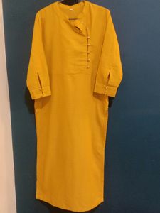 MUSTARD KURTA WITH CUFF SLEEVES