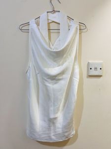 Elegant White Halter Top Small Size - Fits Medium