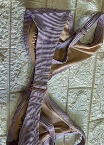 Ribbed Lavender Gold Bikini Top