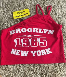 red cute croptop, one shoulder, size XS