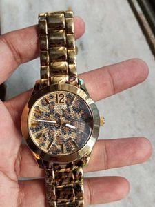 Guess Orignal Gold Tonned Animal Print Watch