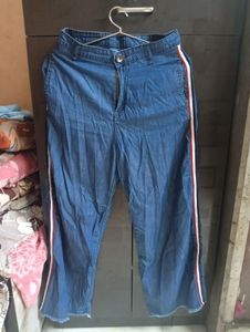Blue Denim Wide Leg Pants