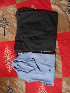 blue shirt with black pant