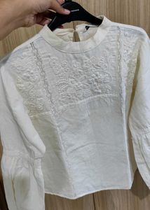 Zara Off White Embellished Top