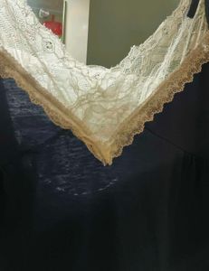 Navy Lace Trim Slip Dress