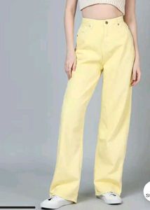 butter Yellow Wide Leg Jeans