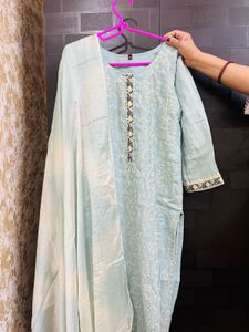 Light blue Embroided suit set
