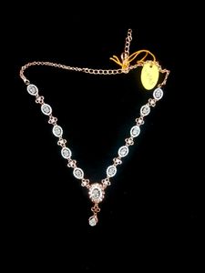 Rose Gold Diamond Necklace With Earings